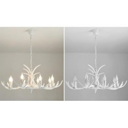 8-lichts witte rustieke artistieke retro gewei antieke kroonluchter