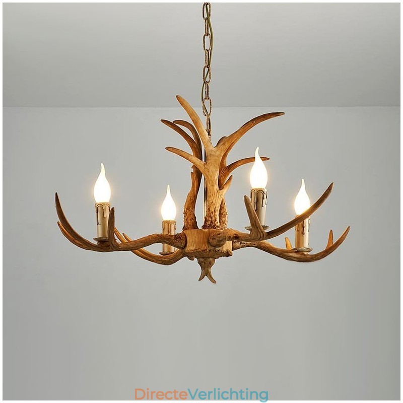 4-lichts rustieke artistieke retro gewei antieke kroonluchter