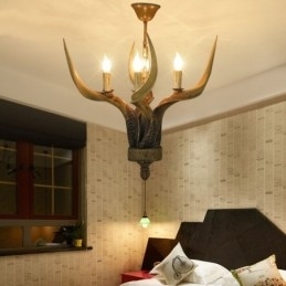 4-lichts rustieke artistieke retro gewei antieke kroonluchter