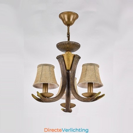 3-lichts rustieke artistieke retro gewei antieke kroonluchter met kappen 3-lichts rustieke artistieke retro gewei antieke kroonluchter met kappen