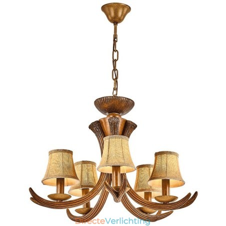 5-lichts rustieke artistieke retro gewei antieke kroonluchter met kappen 5-lichts rustieke artistieke retro gewei antieke kroonluchter met kappen