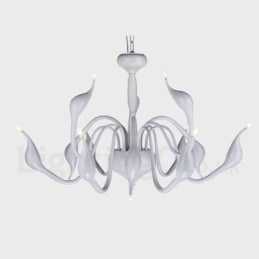12 Lichts Moderne Zwaan Witte Metalen Kroonluchter Hanglamp