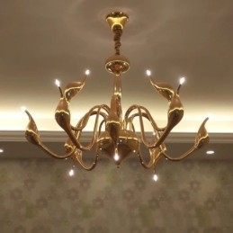 12 Lichts Moderne Zwaan Goud Metalen Kroonluchter Hanglamp