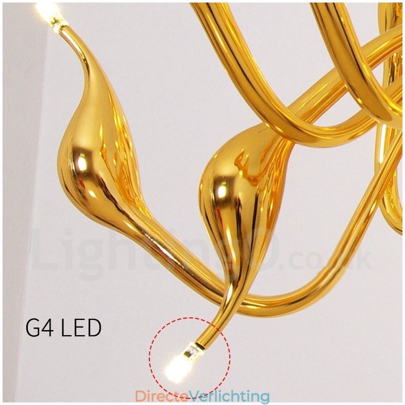12 Lichts Moderne Zwaan Goud Metalen Kroonluchter Hanglamp