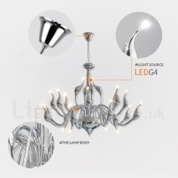 18 lampen roestvrij staal post moderne zwaan kroonluchter licht G4 chroom afgewerkt