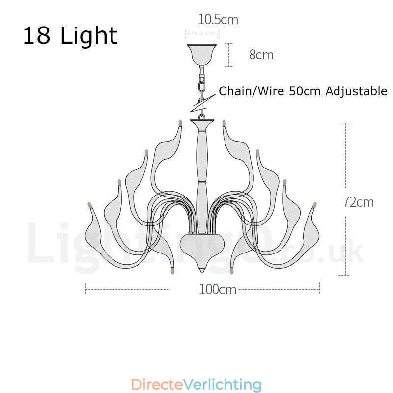 18 lampen roestvrij staal post moderne zwaan kroonluchter licht G4 goud afgewerkt
