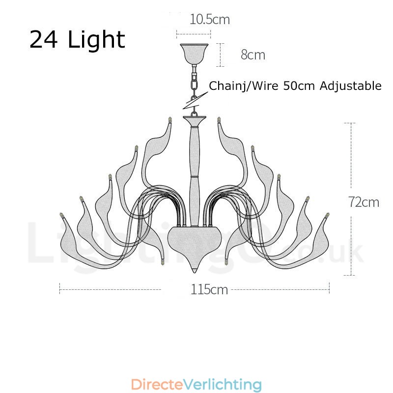 24 lampen moderne zwaan kroonluchter licht G4 witte plating