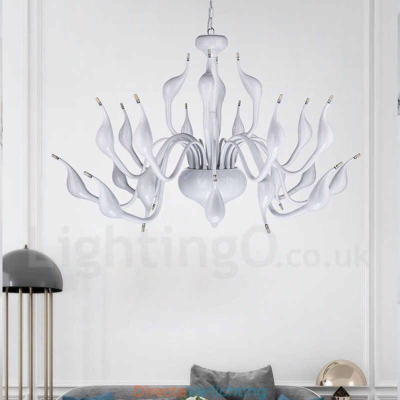 24 lampen moderne zwaan kroonluchter licht G4 witte plating