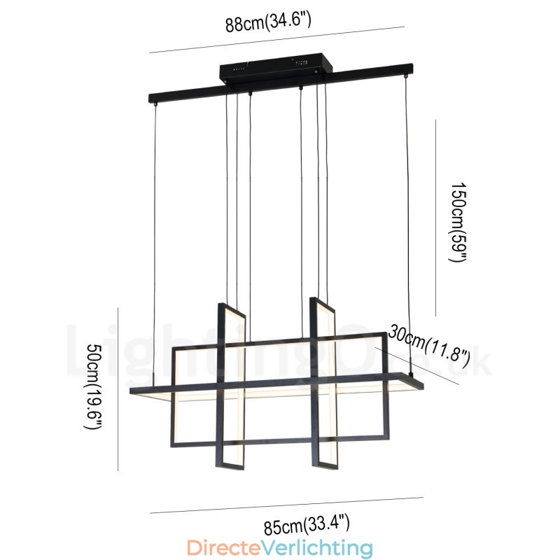 Dimbare hanglamp modern design vier rechthoeken