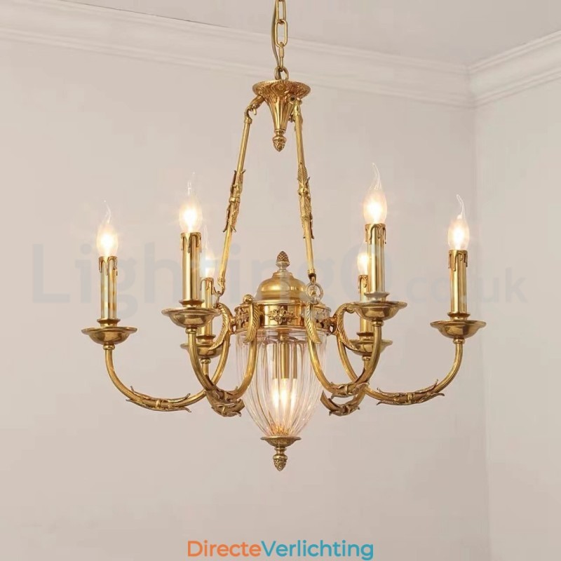Luxe Franse volledig koperen kristallen kroonluchterlamp Eetkamerarmatuur Kroonluchter