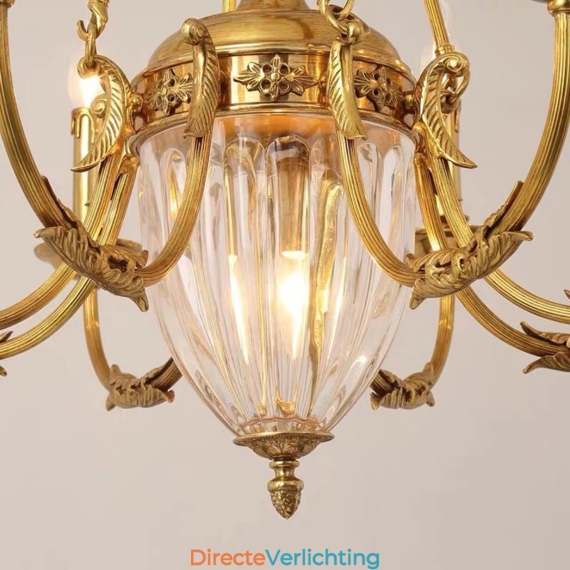 Luxe Franse volledig koperen kristallen kroonluchterlamp Eetkamerarmatuur Kroonluchter
