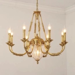 Luxe Franse volledig koperen kristallen kroonluchterlamp Eetkamerarmatuur Kroonluchter
