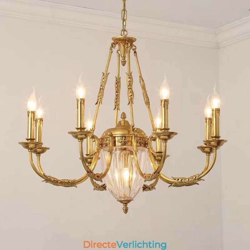 Luxe Franse volledig koperen kristallen kroonluchterlamp Eetkamerarmatuur Kroonluchter