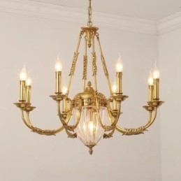 Luxe Franse volledig koperen kristallen kroonluchterlamp Eetkamerarmatuur Kroonluchter