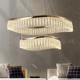 Vierkante kristallen hanglamp 1 2 ringen K9 kristal binnen plafondarmatuur
