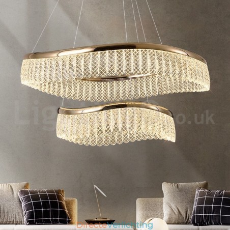 Vierkante kristallen hanglamp 1 2 ringen K9 kristal binnen plafondarmatuur Vierkante kristallen hanglamp 1 2 ringen K9 kristal binnen plafondarmatuur