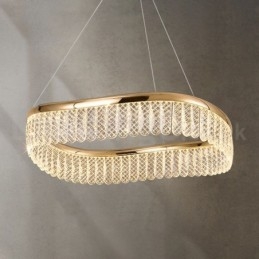 Vierkante kristallen hanglamp 1 2 ringen K9 kristal binnen plafondarmatuur