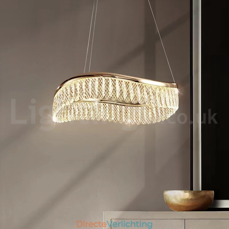 Vierkante kristallen hanglamp 1 2 ringen K9 kristal binnen plafondarmatuur