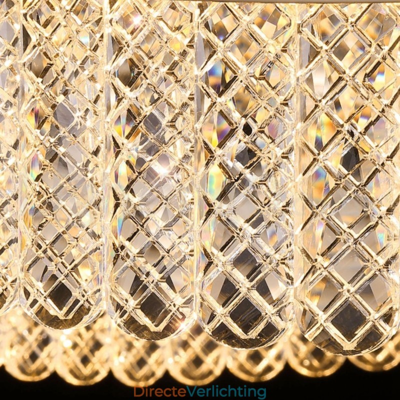 Vierkante kristallen hanglamp 1 2 ringen K9 kristal binnen plafondarmatuur