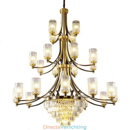 Grote luxe koperen kristallen kroonluchter voor 12+8+4 lampenhouders Grote luxe koperen kristallen kroonluchter voor 12+8+4 lampenhouders