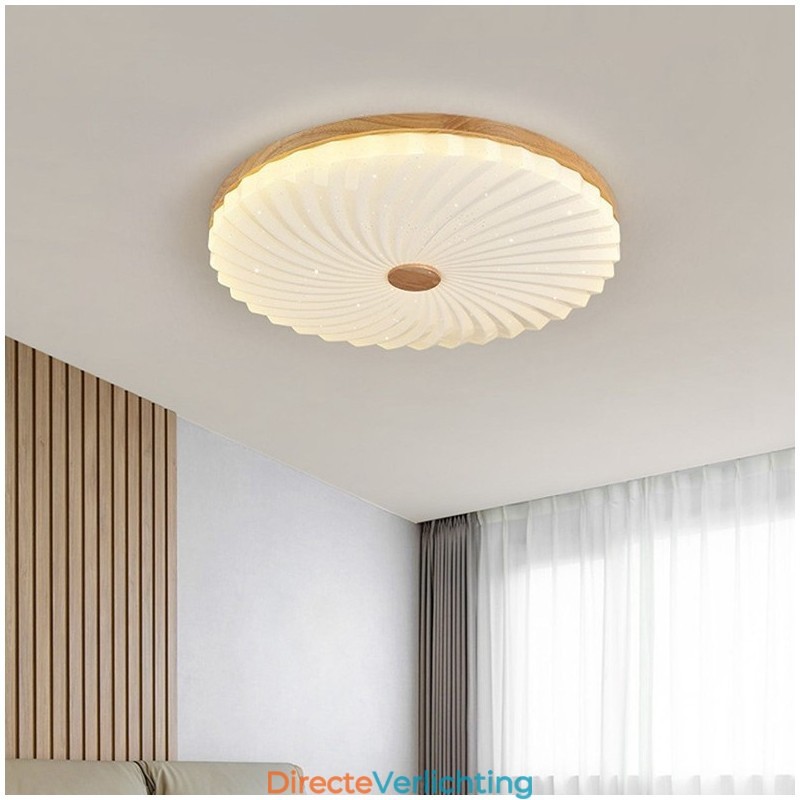 Nordic Ronde Eenvoudige Moderne Massief Houten Plafondlamp