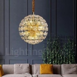 Nordic bolvormige messing paardenbloem kristal hanglamp