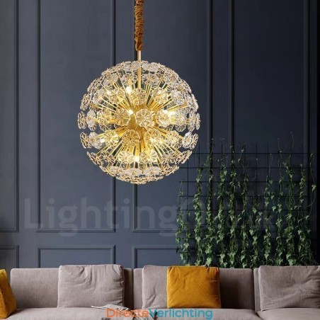 Nordic bolvormige messing paardenbloem kristal hanglamp Nordic bolvormige messing paardenbloem kristal hanglamp