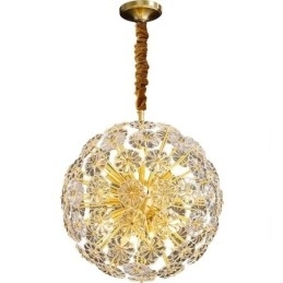 Nordic bolvormige messing paardenbloem kristal hanglamp