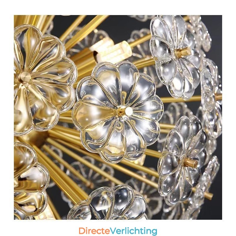 Nordic bolvormige messing paardenbloem kristal hanglamp