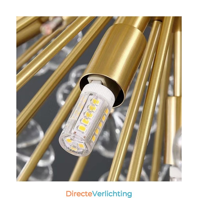 Nordic bolvormige messing paardenbloem kristal hanglamp