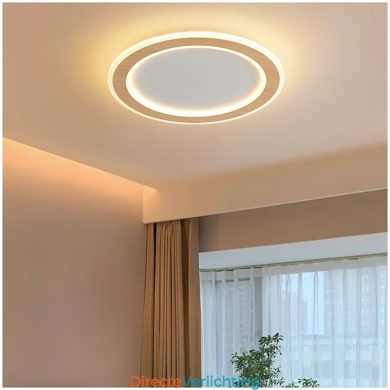Ronde houten moderne plafondlamp voor binnenverlichting