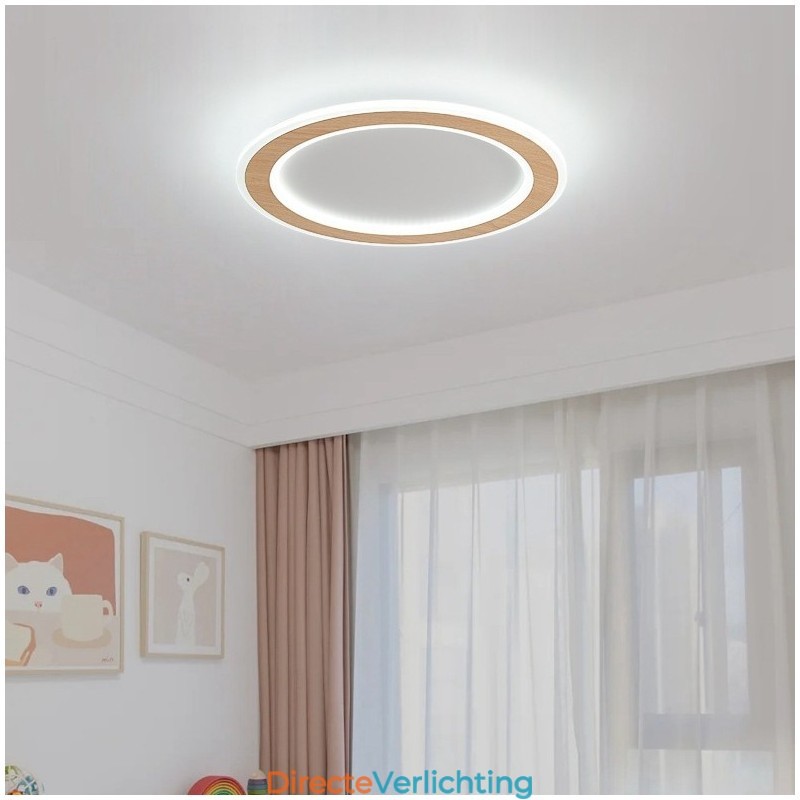Ronde houten moderne plafondlamp voor binnenverlichting
