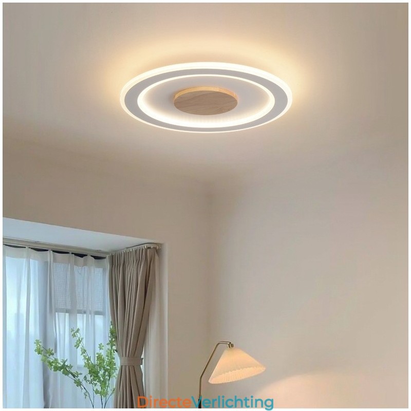 Ronde houten moderne plafondlamp voor binnenverlichting