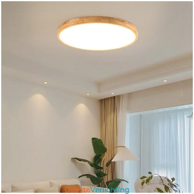 Ronde houten moderne plafondlamp voor binnenverlichting
