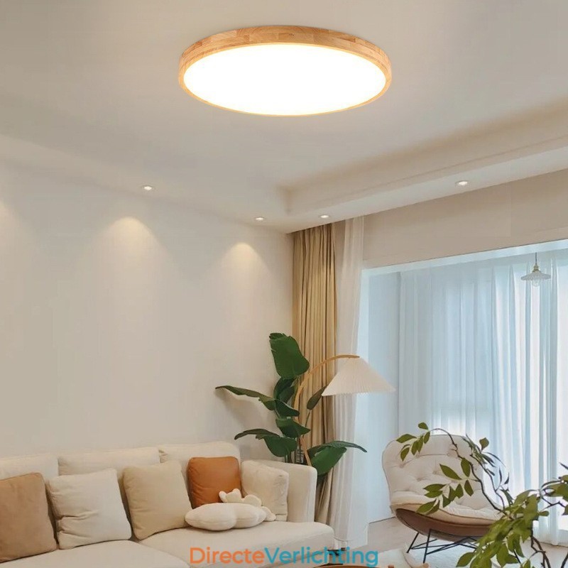 Ronde houten moderne plafondlamp voor binnenverlichting
