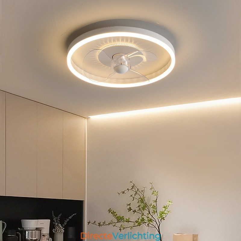 Moderne ronde ultradunne stille onzichtbare volledige spectrum oogbescherming dimbare inbouwventilatorlamp