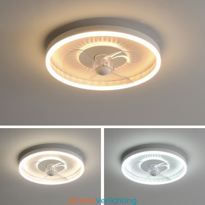 Moderne ronde ultradunne stille onzichtbare volledige spectrum oogbescherming dimbare inbouwventilatorlamp