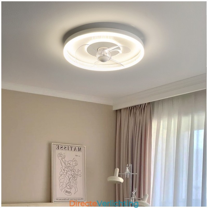 Moderne ronde ultradunne stille onzichtbare volledige spectrum oogbescherming dimbare inbouwventilatorlamp