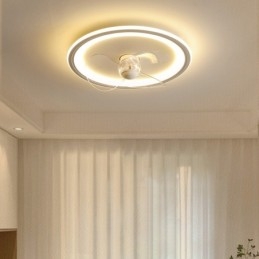 Nordic Round Ultradunne Stille Onzichtbare Dimbare Inbouwventilatorlamp Volledig spectrum Oogbescherming