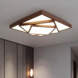 3 lagen vierkante zwarte walnoothouten moderne eigentijdse Scandinavische stijl plafondlamp van hout, kan ook als wandlamp worden gebruikt