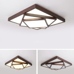 3 lagen vierkante zwarte walnoothouten moderne eigentijdse Scandinavische stijl plafondlamp van hout, kan ook als wandlamp worden gebruikt
