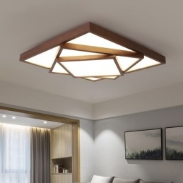 3 lagen vierkante zwarte walnoothouten moderne eigentijdse Scandinavische stijl plafondlamp van hout, kan ook als wandlamp worden gebruikt