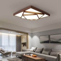 3 lagen vierkante zwarte walnoothouten moderne eigentijdse Scandinavische stijl plafondlamp van hout, kan ook als wandlamp worden gebruikt