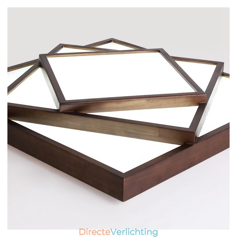 3 lagen vierkante zwarte walnoothouten moderne eigentijdse Scandinavische stijl plafondlamp van hout, kan ook als wandlamp worden gebruikt