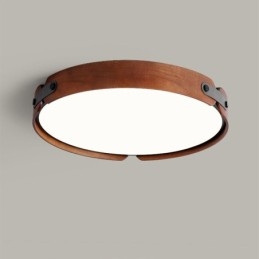 Nordic Ronde Eenvoudige Zwarte Walnoot Houten Plafondlamp