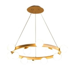 Nordic Ring Eenvoudige Moderne Houten Hangende Kroonluchter met Bonenkappen