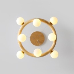 Nordic Ring Eenvoudige Moderne Houten Hangende Kroonluchter met Bonenkappen