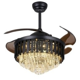 Intrekbare plafondventilatorlamp Kristallen plafondventilator