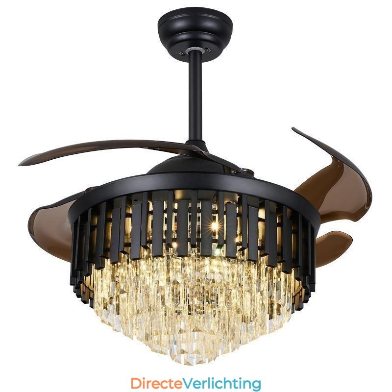 Intrekbare plafondventilatorlamp Kristallen plafondventilator