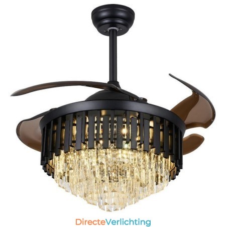 Intrekbare plafondventilatorlamp Kristallen plafondventilator Intrekbare plafondventilatorlamp Kristallen plafondventilator